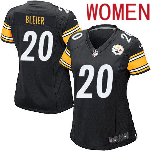 Women Pittsburgh Steelers 20 Rocky Bleier Nike Black Game Player NFL Jersey